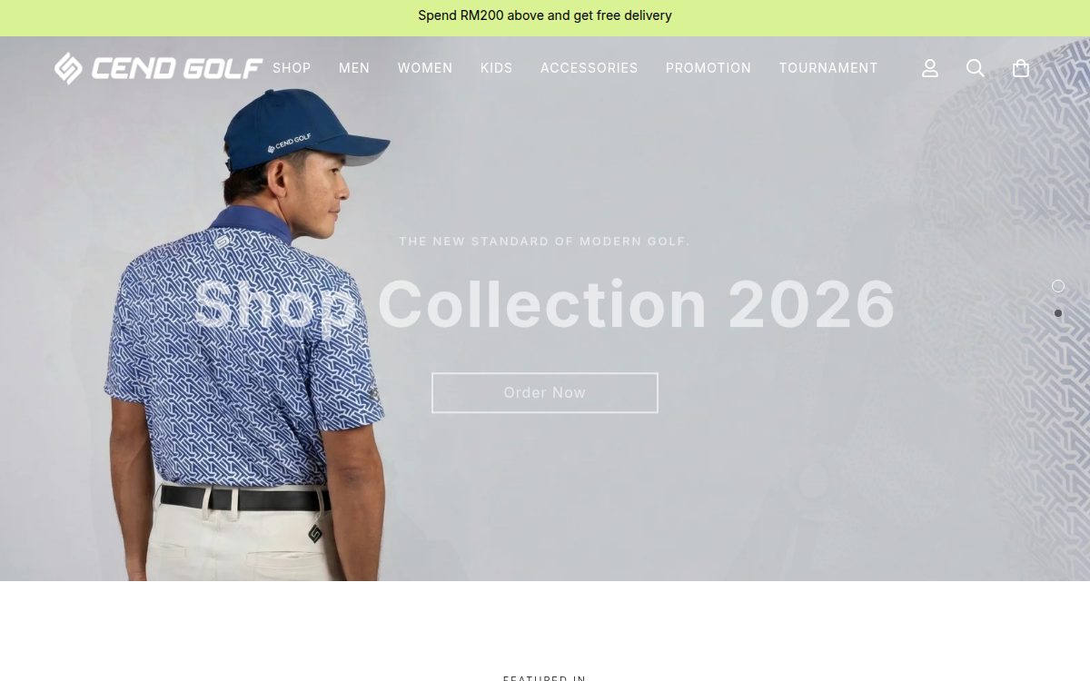 CEND Golf — tangkapan skrin laman sebenar